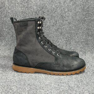 UGG Montgomery Boots Men's 13 Black Nubuck Leather Canvas Lace Up Combat Moto